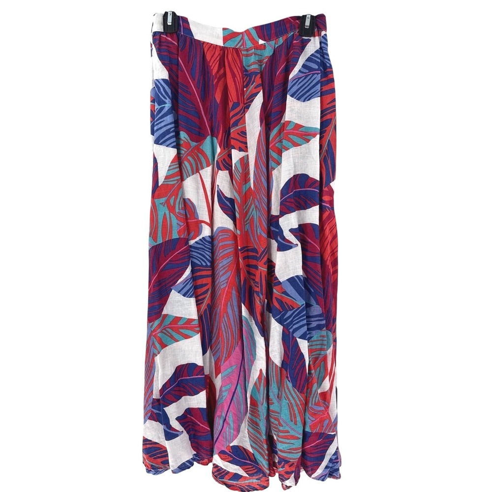 Magaschoni (Multicolor) Tropical 100% Linen Maxi Skirt Womens Small